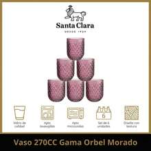 Santa Clara Set 6 Vasos de Cristal Agua 270cc y 430cc Modelos Odiel y Orbel, Vasos de Vidrio con Relieve en Varios Colores, Aptos para Lavavajillas y Microondas - Envío GRATIS ✅ Entrega 24/48h a España (península) - Orbel púrpura - Ver 3