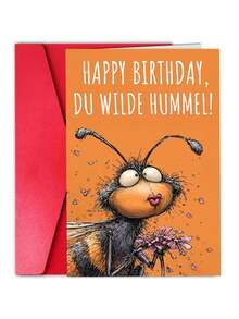 1 pieza Tarjeta de cumpleaños divertida para mujeres Feliz cumpleaños, abeja zumbadora salvaje - Tarjeta plegable con humor de calidad impresa con sobre - Ver 2