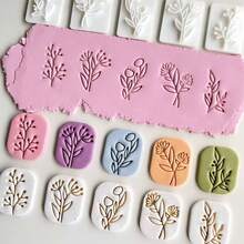 花叶造型软陶模具，软陶压印工具套装，DIY珠宝吊坠手工软陶艺术工艺工具，适用于手工设计、创意工艺品制作 - 白色 - 查看 4