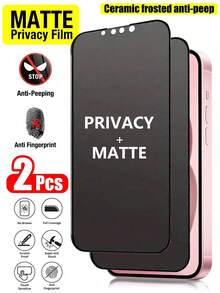 2 Packs - Matte Privacy Screen Protector, Compatible With IPhone 17 Pro Max [6.9-Inch], Privacy, Anti-Glare, Anti-Fingerprint, Compatible With Phone Cases, Soft Film, Non-Glass Material, Easy To Install, Bubble-Free, Perfect Fit, Compatible With IPhone 17 Pro Max/17 Pro/17 Air/16/15/14 Plus/13 Mini/12/11 Series - Black - View 10