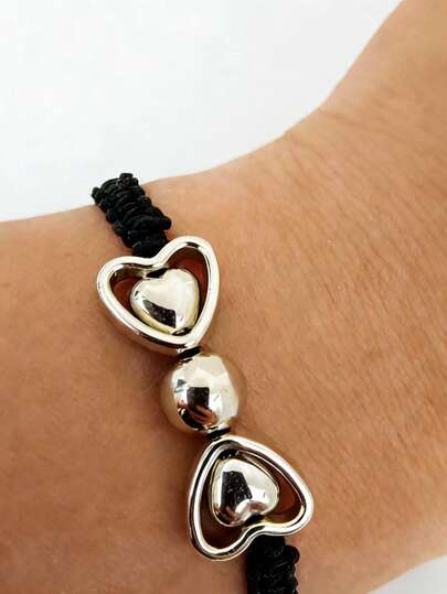 New Silver Heart Woven Bracelet Accessory