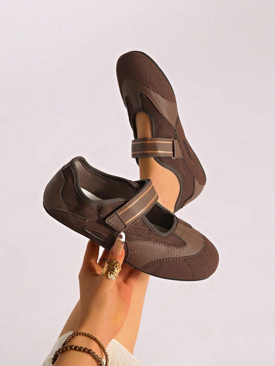 Women's New Buckle Slip-On Solid Color Classic Casual Outdoor Office Outfit Matching Coat Professional Comfortable Flat Sports Shoes,Ballet Flats - Brown - View 1
