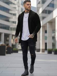 Slim Fitness Fashion Cardigan - Black - View 5