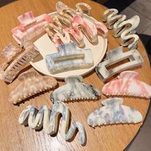 3pcs/Set New Versatile Large Hair Claw, Ink Painting Style, Suitable For All Seasons - Multicolor - View 2