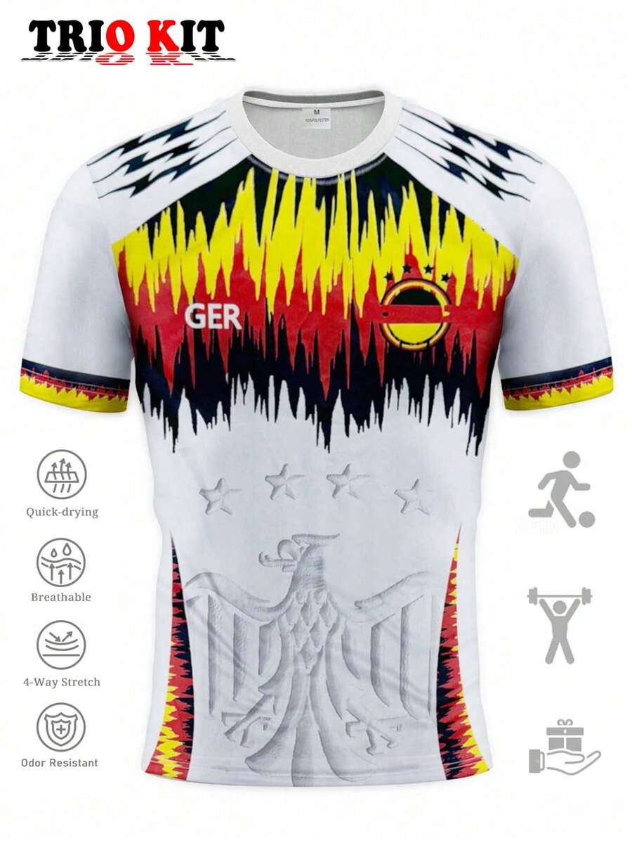 2026年德国世界杯足球队球衣 - 男女通用及青少年系列。包含专业“德国背心”比赛服、舒适圆领T恤和户外运动服。是支持国家队、训练和日常锻炼的理想之选。送给球迷或自己穿着的绝佳礼物。白色春季 - 白色 - 查看 1