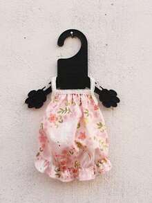 宠物背心花卉兔子印花连衣裙，轻盈蓬蓬裙 - 白色 - 查看 3