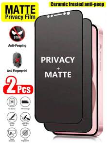2 Packs - Matte Privacy Screen Protector, Compatible With IPhone 17 Pro Max [6.9-Inch], Privacy, Anti-Glare, Anti-Fingerprint, Compatible With Phone Cases, Soft Film, Non-Glass Material, Easy To Install, Bubble-Free, Perfect Fit, Compatible With IPhone 17 Pro Max/17 Pro/17 Air/16/15/14 Plus/13 Mini/12/11 Series - Black - View 33