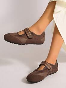 Women's New Buckle Slip-On Solid Color Classic Casual Outdoor Office Outfit Matching Coat Professional Comfortable Flat Sports Shoes,Ballet Flats - Brown - View 3