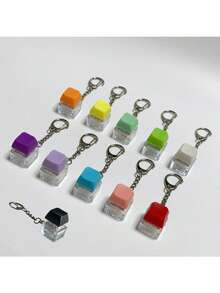 1pc Stress Relief Keychain, Blank Stress Relief Button Tester, Creative Stress Relief Cube Keyboard Small Toy Keychain, Macaron Stress Relief Keycap Keychain - Unzip the Keyboard - View 9