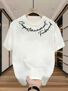 Camiseta de Algodón 100% para Hombre, Cuello Redondo y Manga Corta, Estampado Casual de Verano, Talla 777 - Blanco - Ver 6
