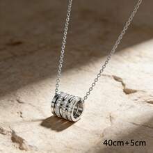 1件精致镶嵌锆石圆柱吊坠项链 | 不锈钢防锈可调节玫瑰金项链，女士日常珠宝礼品 - 多色(#3254) - 查看 15