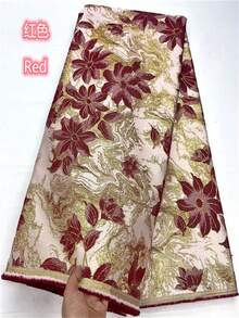 Vải ren lưới Jacquard Damask Nigeria/Châu Phi, khổ 5 thước/1 thước, ren mạ vàng kiểu Pháp mới năm 2026, thích hợp để may váy dự tiệc. - A - Xem 18
