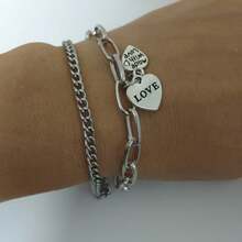 Nueva llegada Pulsera de doble capa de estilo hip hop para hombres, diseño versátil - Plateado - Ver 4