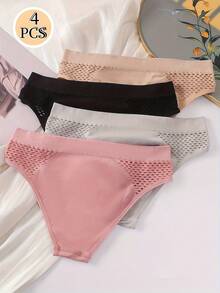 Bộ đồ lót nhiều màu 4 món/bộ, quần lót và áo ngực cạp thấp cho nữ - Nhiều màu - Xem 3