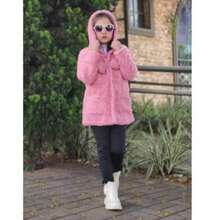 Girls' Jacket/Blouse With Pocket And Hood In Teddy Fabric - 粉色 - 查看 3