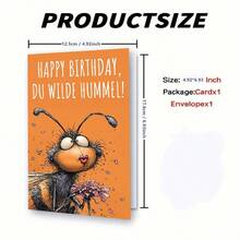 1 pieza Tarjeta de cumpleaños divertida para mujeres Feliz cumpleaños, abeja zumbadora salvaje - Tarjeta plegable con humor de calidad impresa con sobre - Ver 3