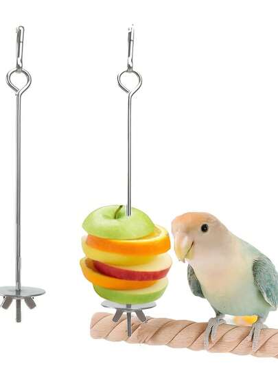 2个悬挂式喂鸟器叉 - 耐用型鹦鹉及小型鸟笼配件，非常适合盛放水果和蔬菜零食