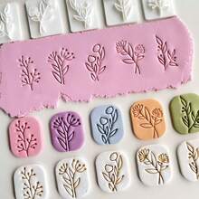 花叶造型软陶模具，软陶压印工具套装，DIY珠宝吊坠手工软陶艺术工艺工具，适用于手工设计、创意工艺品制作 - 白色 - 查看 5