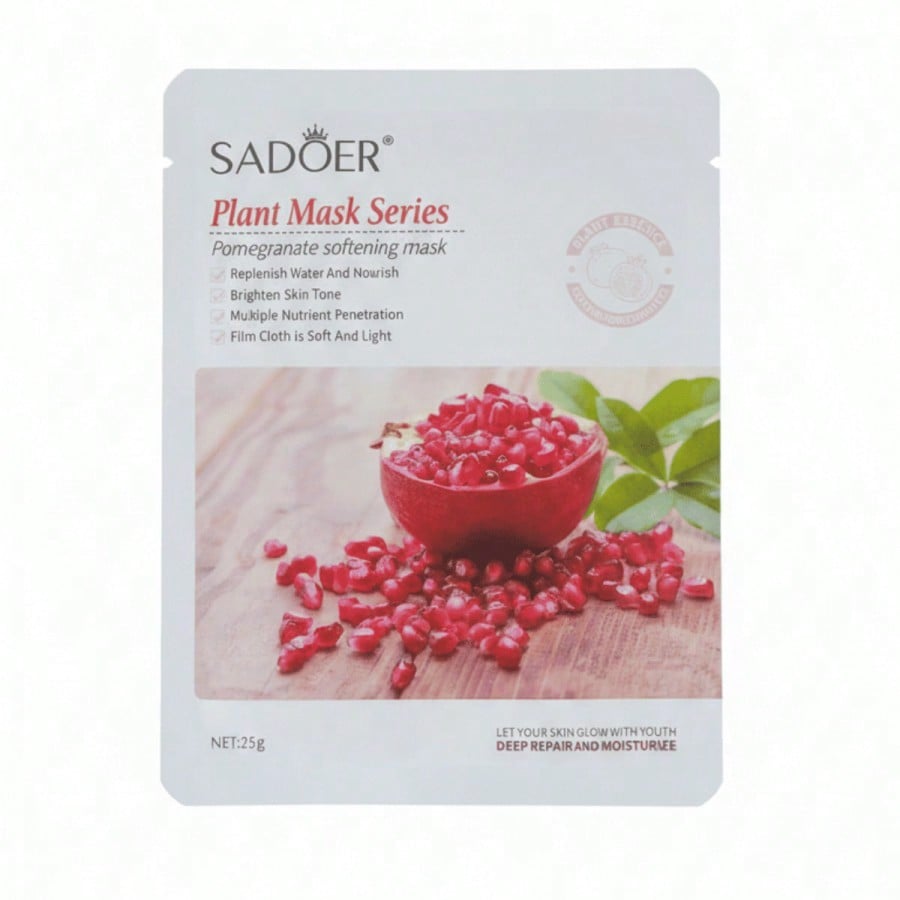 Sadoer Mascarilla Facial de Granada - Tratamiento Antioxidante, Hidratante y Rejuvenecedor para un Cutis Radiante