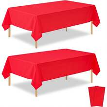 Plastic Table Cloth Disposable 8 Pack, 54 X 108 Inch Table Cloths, Valentines Day, Thanksgiving, Christmas Decorations, Fall Tablecloths, Rectangle, Plastic Cover, Leakproof & Sturdy, Red - Red - View 6