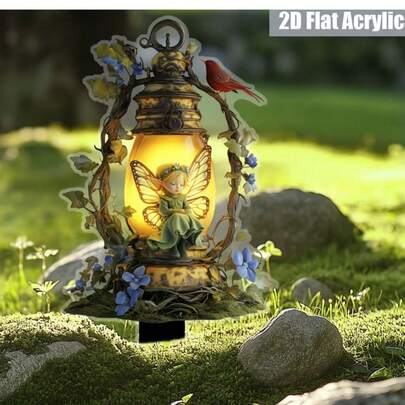 2D Flat Acrylic Fairy Garden Sign, 1pc - Classic Dreamy Design With Floral And Butterfly Pattern, Weather-Resistant Outdoor Decor For Planters, Lawn, Patio, No Electricity Needed, Perfect Spring Gift, Delicate Detailed Design, 2D Flat