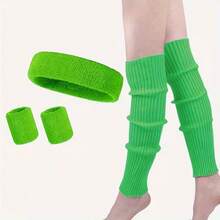 3pcs/2pcs Women 80s Neon Party Street Hip Hop Casual Outfit Set Headband Wristband Leg Warmers, Suitable For Party, Social Activities, Family Gathering, Halloween, Holiday Gift - 80s - View 9