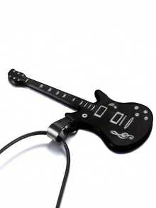 1件男款黑色不鏽鋼吉他吊墜項鏈 - 黑色 - 查看 3