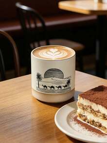 كوب قهوة سيراميك فينتاج من الشرق الأوسط مزخرف بطلاء متشقق، كوب شاي مقاوم للحرارة، كوب قهوة بتصميم نخلة وجمل، بأسلوب صحراوي بسيط، كوب قهوة بلون أزرق وبني متباين، مطلي يدويًا بالطلاء تحت الزجاج، أدوات المائدة للقهوة والشاي للاستخدام المنزلي، مجموعة أدوات المائدة للإفطار، آمن للميكروويف والغسالة الآلية، هدية رائعة لرمضان وعيد الفطر - متعدد الألوان - مشاهدة 6