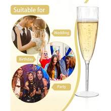 12pcs 170ml/6oz Transparent Reusable Plastic Champagne Flutes, Suitable For Wedding/Birthday/Party - View 3