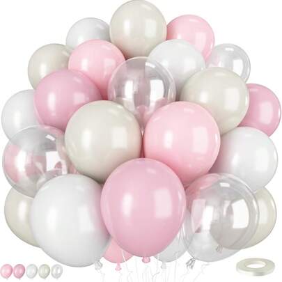 Bộ 50/30/20 quả bóng bay phong cách Bohemian 10 inch, màu hồng, trắng, ngà, chất liệu latex, thích hợp trang trí sinh nhật nữ, tiệc mừng em bé, tiệc độc thân, lễ Phục Sinh.