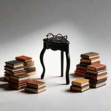 SHAMLESS 1:12 Scale Mini Triangular Corner Decor Table, Realistic Plastic Small Furniture Collectible, Mini Curved Leg Retro Victorian Style Side Table, DIY Craft, Holiday/Birthday Creative Gift, Home/Office Desktop Decor - Triangle Corner Table - View 7