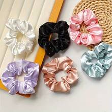 14pcs/7pcs/6pcs Random Dark-Tone Satin Scrunchie Set, Suitable For Ponytail, Bun And Various Hairstyles, Versatile Satin Scrunchies With Rhinestones - Multicolor - View 9