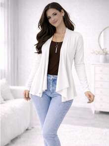 Women's Plus Size Retro Lightweight Cardigan (Sizes G1, G2, G3) Long Sleeve Kimono Cardigan - 白色 - 查看 6