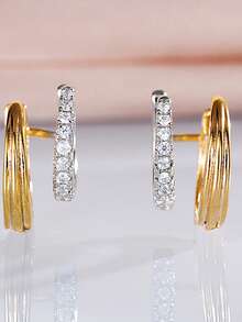 1 Pair Charm Cubic Zirconia Hoop Earrings For Women For Wedding Engagement Anniversary Party Jewelry Valentine's Day Gift - 1# - View 6