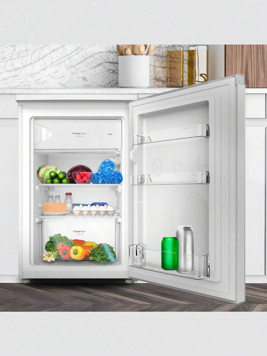 Cecotec Mini Fridge 107 L Bolero CoolMarket TT 107 White, Class E, Impressive 107L Capacity, Optimal Storage With Shelves And Refrigerator Compartment, Reversible Door For Any Space, Freezer Drawer, Low Noise Level, Compact Design Ideal For Any Room. - Multicolor - View 1