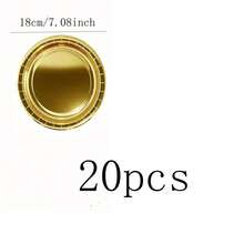 10/20/40/50/60/100pcs 7inch/9inch Disposable Gold Paper Plates, Thick & Durable, 3-Second Cleanup, Reusable For Party, Camping, Home Stocking, Birthday, Graduation, Holiday Events - Gold - View 17
