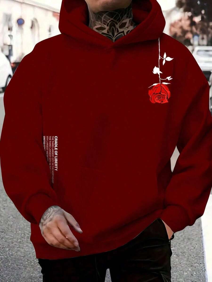 Men's Pink Flower Premium Cotton Sweatshirt - Granate - Ver 1