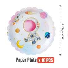 10pcs/20pcs/50pcs Pink Astronaut Petal Shaped Disposable Paper Plates, Party Supplies, Celebration Tableware, Gender Reveal, Birthday Party, Theme Party, Family Picnic Reusable (7inch/9inch) - Multicolor - View 7