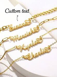 Custom Shiny Frosted Name Necklace Girl Charm Personalized Stainless Steel Half Wrap Love Letter Necklace Couple Pendant Family Jewelry Birthday Holiday Gift Christmas Gift For Her Silver Stylish For Teenagers, Junior High School Students, Middle School Students, High School Senior High School Students, College Students, University Students, Freshman, Sophomore, Underclassmen, Chic Autumn, Utilitarian Chic, Delicate Romance, Look Glamour - Multicolor 28 - View 1