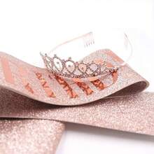 2pcs Crystal Decor Birthday Party Crown And Belt Set, Modern Party Crown And Belt Set Suitable For Home Use - Multicolor - View 2
