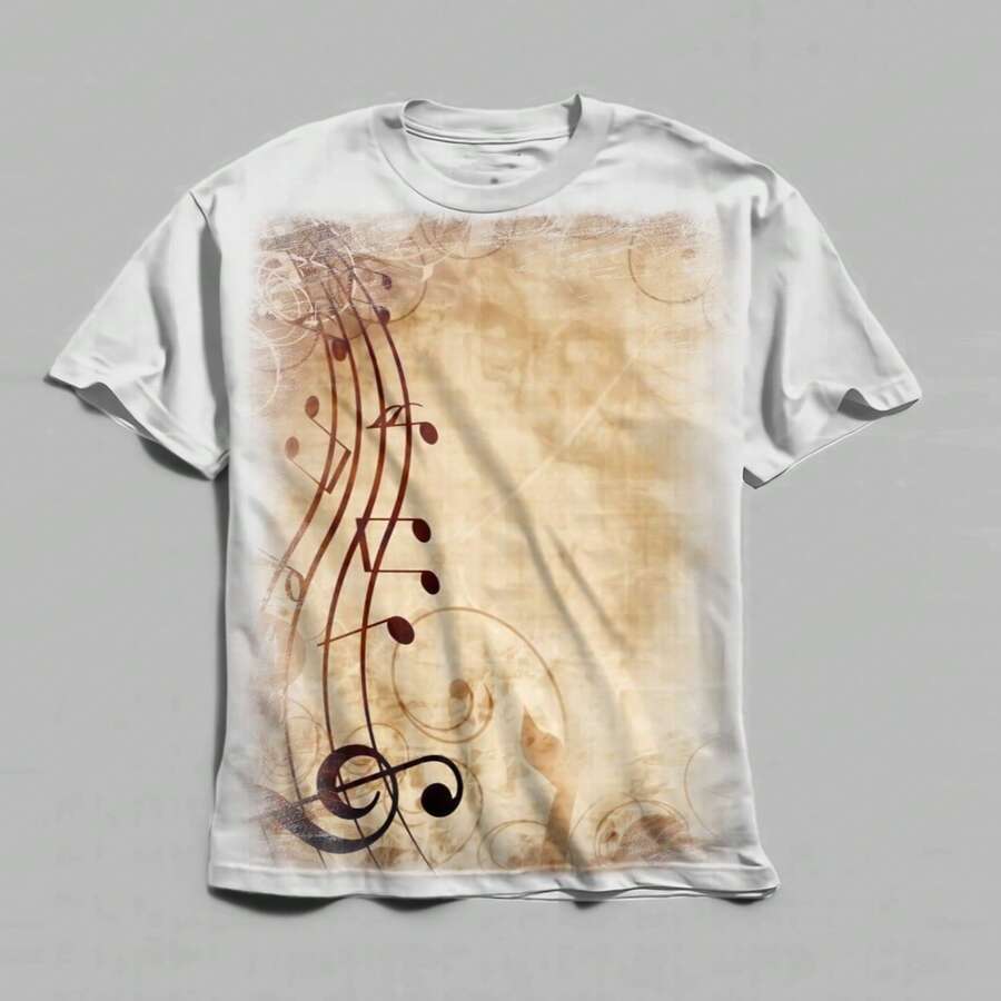 Camiseta Personalizada Notas  Música  REF: 029 - Branco - Visão 1