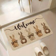 1pc Brown Easter Bunny Welcome Doormat, Creative Fashion Pattern Design, Holiday Decor, Easter Carpet, Suitable For Bedroom, Living Room, Dining Room, Kitchen, Bathroom, Laundry Room, Doormat, Small Rug, Welcome Mat, Carpet, Mat, Outdoor Doormat, Kitchen Rug, Home Decor, Front Door Mat, Area Small Rug, Outdoor Mat, Home Decor, Area Rug, Garden Carpet, Washable Rug - Multicolor - View 2