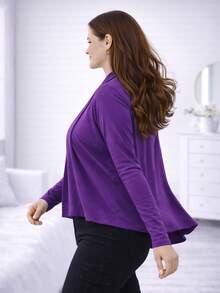 Women's Plus Size Retro Lightweight Cardigan (Sizes G1, G2, G3) Long Sleeve Kimono Cardigan - 紫色 - 查看 6