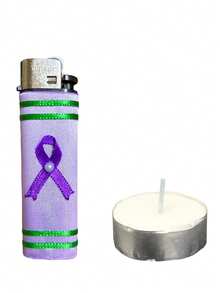 encendedor conmemorativo del 8M día internacional de la mujer con mini vela tea light decorado accesorio recuerdo - Lila Púrpura - Ver 2