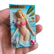 3D Hawaiian Bikini Girl Fridge Magnet, 6.8cm (2.68 Inches), Travel Souvenir Magnetic Sticker - one-size - View 3