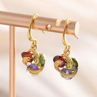 Round Cut Birthstone Earrings - Elegant Luxury Wedding Jewelry Gift, Suitable For Party Wear