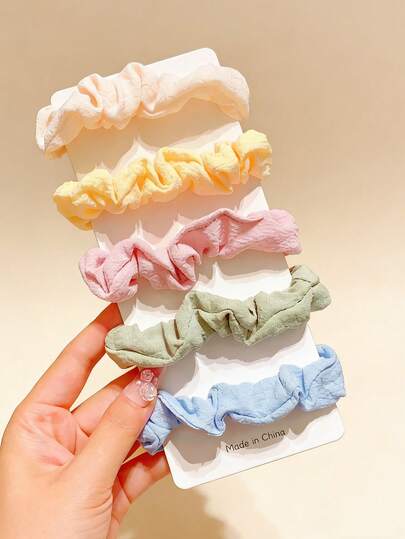 Set de 5 lazos para el cabello de niña de primavera con diseño de escamas de cerdo, de colores simples y lindos, apropiados para looks diarios