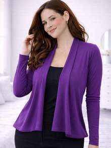 Women's Plus Size Retro Lightweight Cardigan (Sizes G1, G2, G3) Long Sleeve Kimono Cardigan - 紫色 - 查看 5