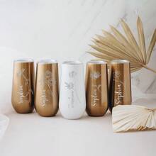 1pc Personalized Stainless Steel Champagne Flute With Lid - Customized Engraved Wedding Gift, Insulated Cup For Hot/Cold Drinks, Reusable Coffee Mug, Travel Water Bottle, Party Wine Glass, Car Cup - Multicolor - View 6