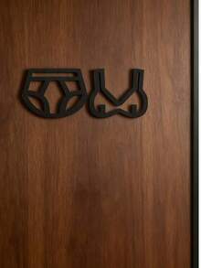 2D Bathroom Sign - Bra & Women's Underwear Icon - Men & Women Restroom Sign - Hotel & Mall Washroom Signage - Creative Door Plaque - Multicolor - View 5
